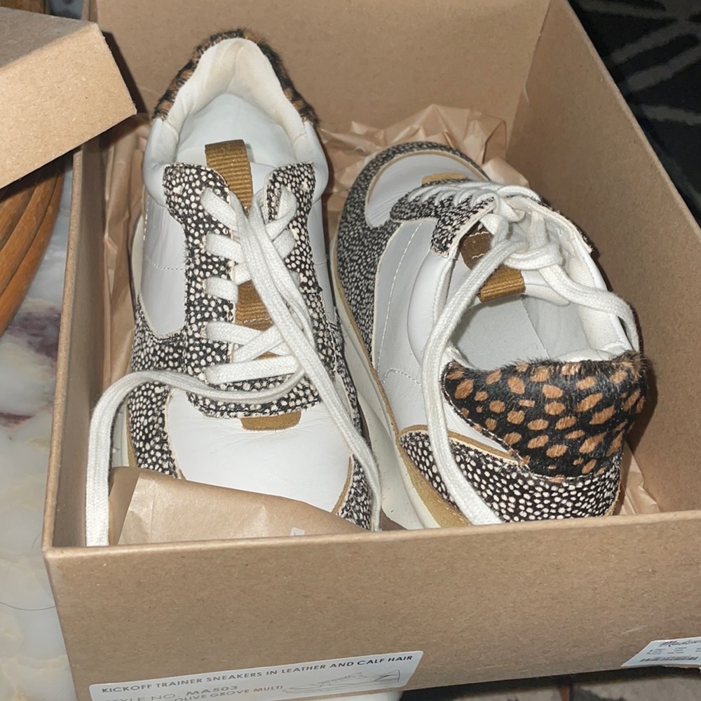 MADEWELL Kickoff Calf Hair Leather Sneaker Shoes Spots 6.5 NIB